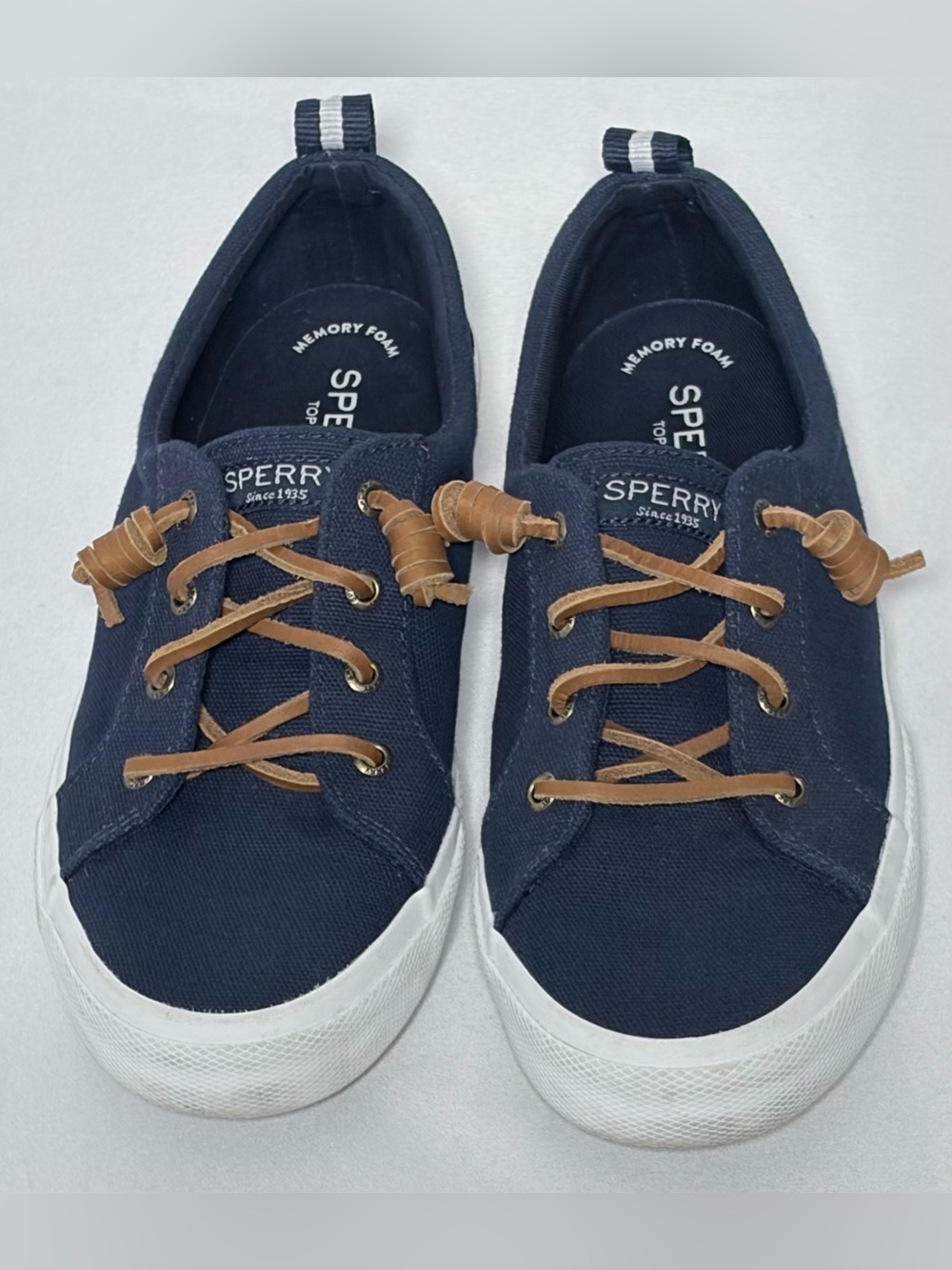 Sperry Crest Vibe Low Profile Canvas Boat Sneakers Women's 7.5 Navy Excellent